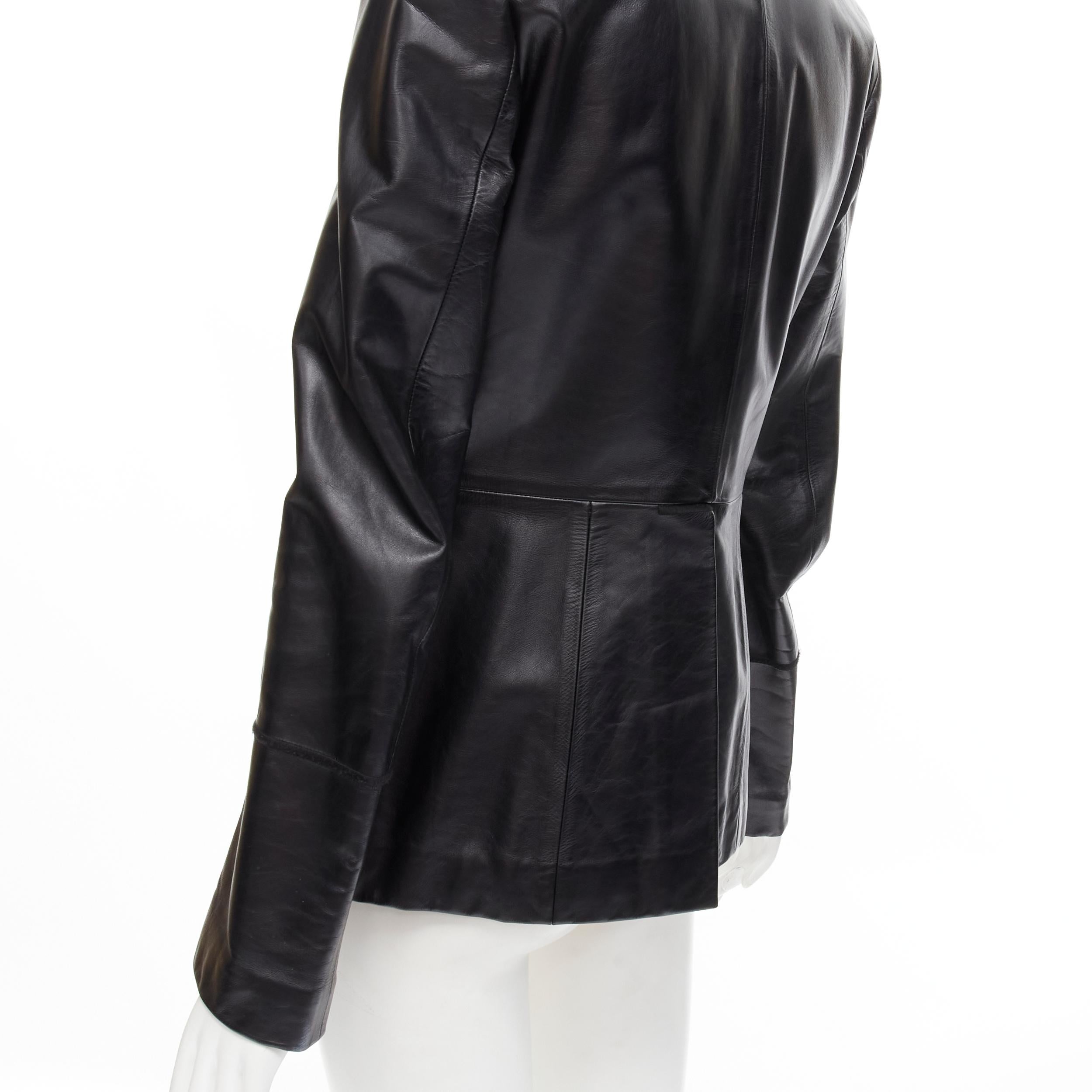 Women's GUCCI Vintage Tom Ford black genuine leather minimalist blazer jacket IT42 M