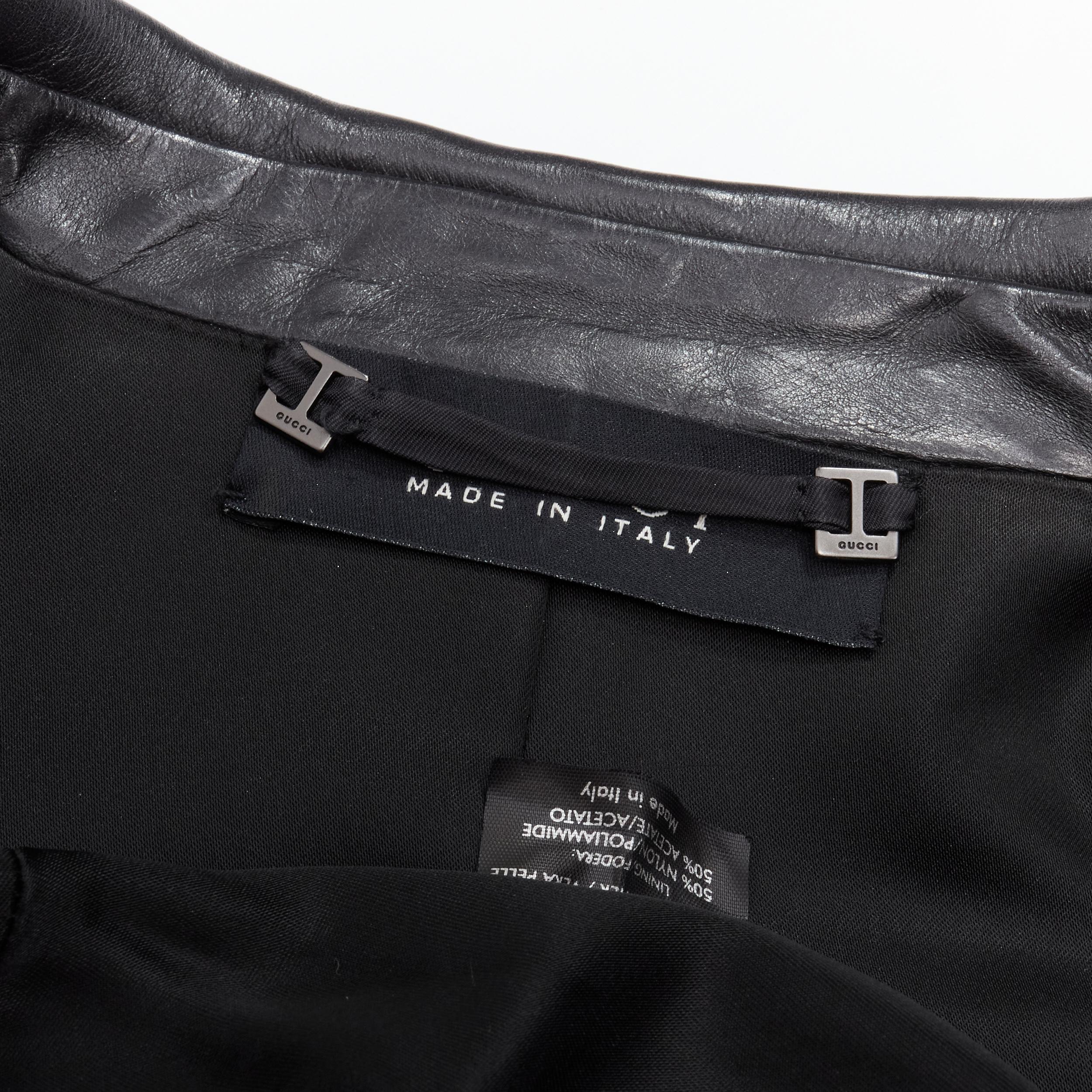 GUCCI Vintage Tom Ford black genuine leather minimalist blazer jacket IT42 M 1