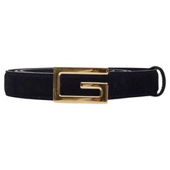 Gucci Vintage Tom Ford Black Suede Narrow G Belt (103/42)