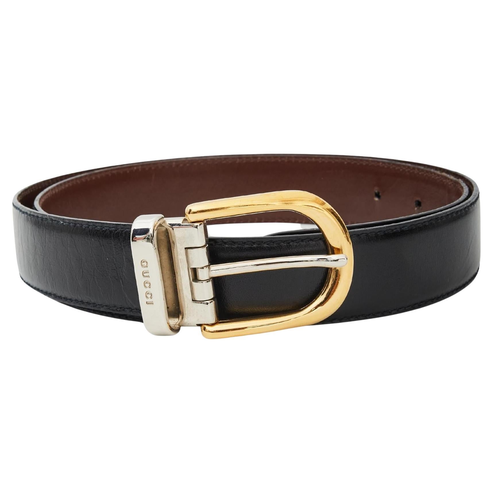 Gucci Vintage Two Tone Leather D Ring Belt (Size 85/34)
