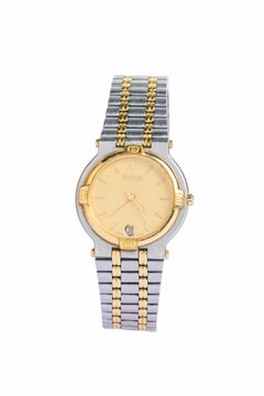 Gucci Vintage Two-Tone Stainless Steel & Gold Unisex Watch, Model 9000 M, c.1990