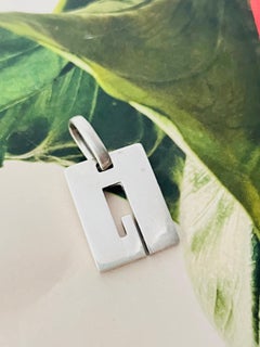 Gucci Vintage Unisex Iconic Logo G Rectangle Modernist Pendant Sterling Silver