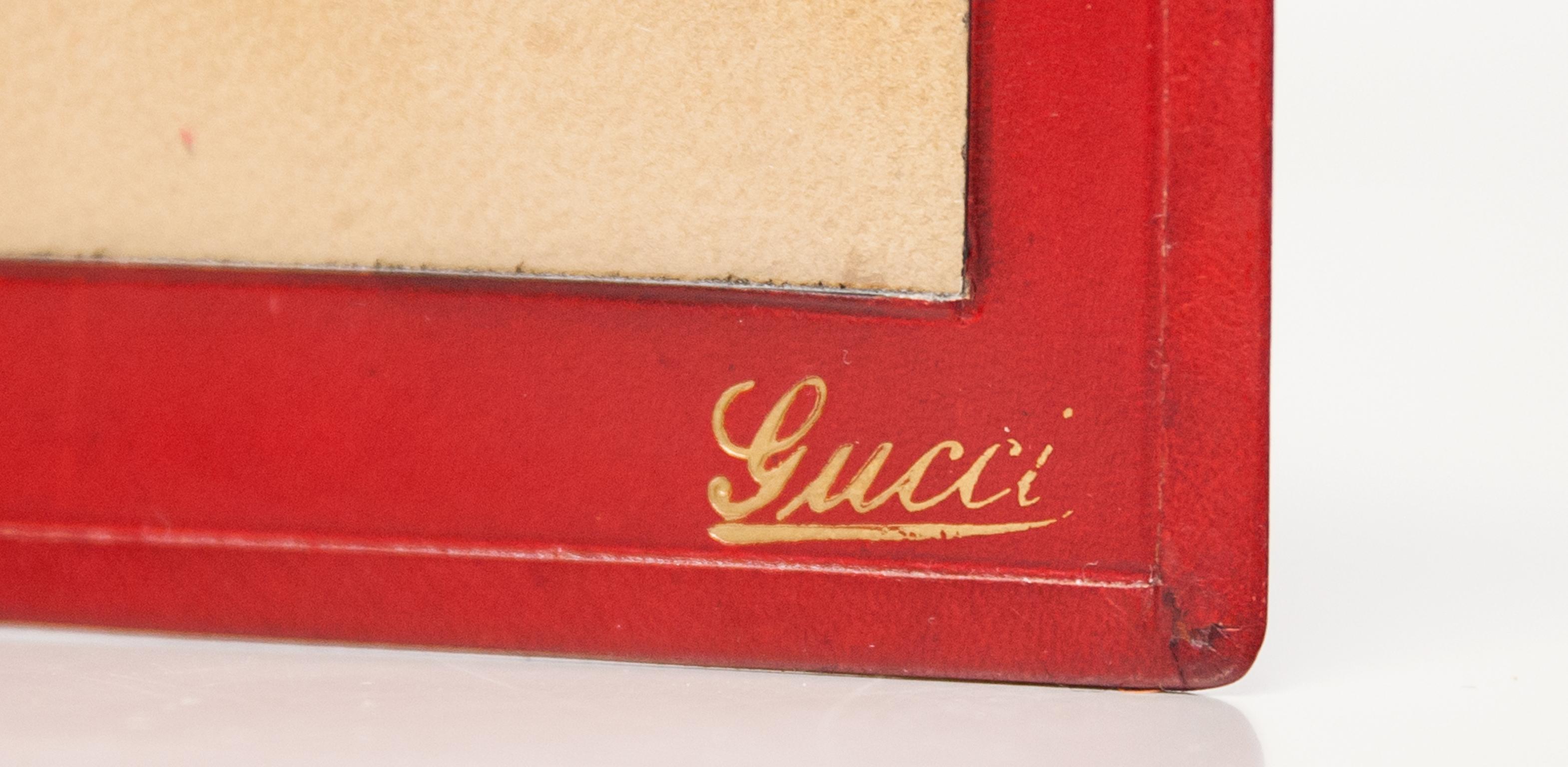 Gucci Vintage Valentines Day Red Leather Picture Frame, 1970s 1