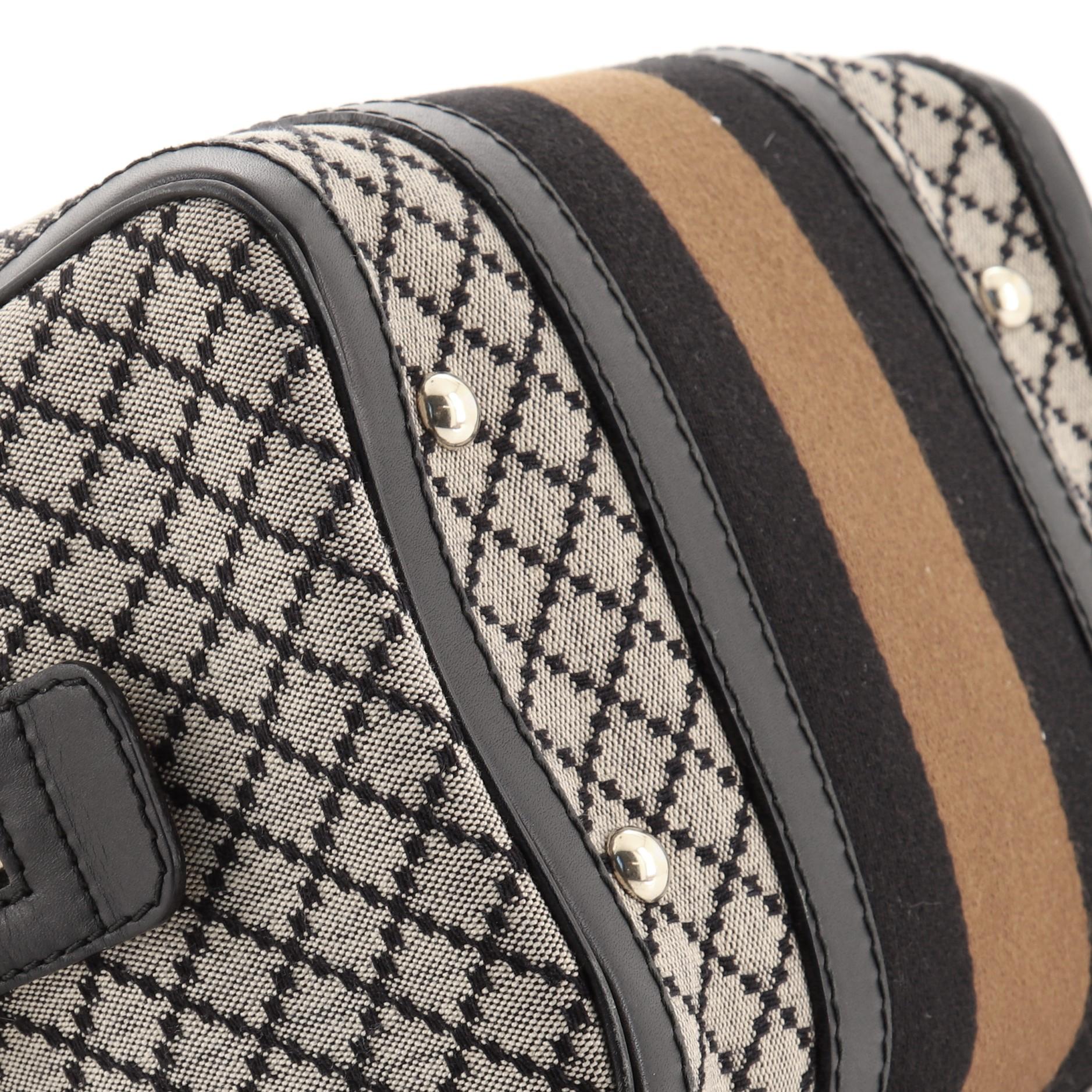 Black Gucci Vintage Web Boston Bag Diamante Canvas Small