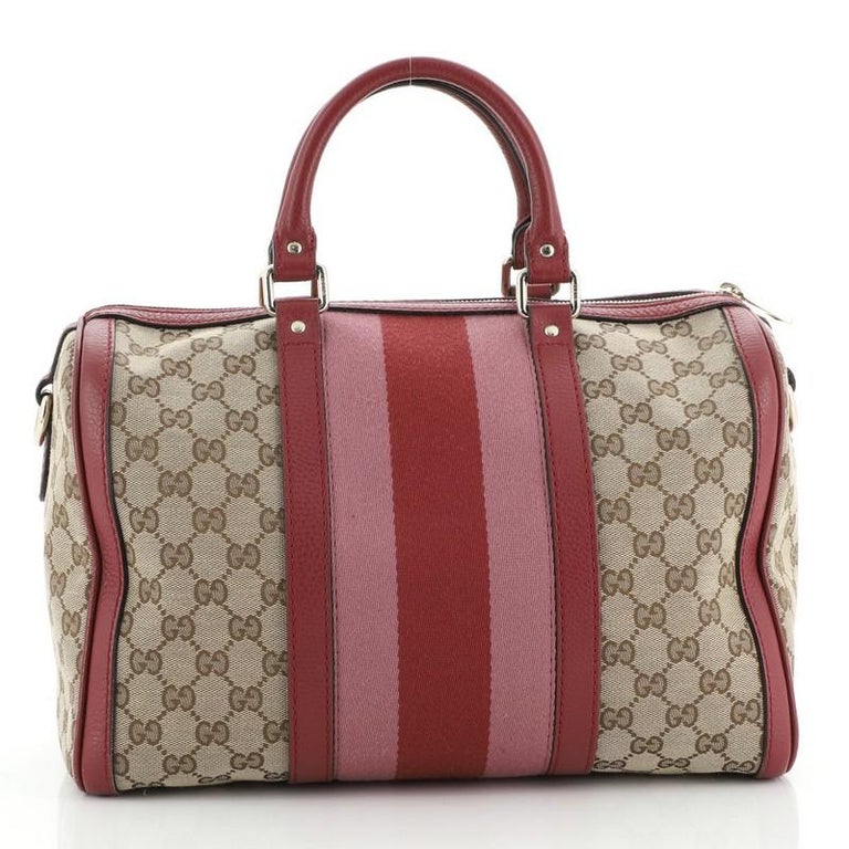gucci vintage web boston bag gg canvas medium at 1stdibs