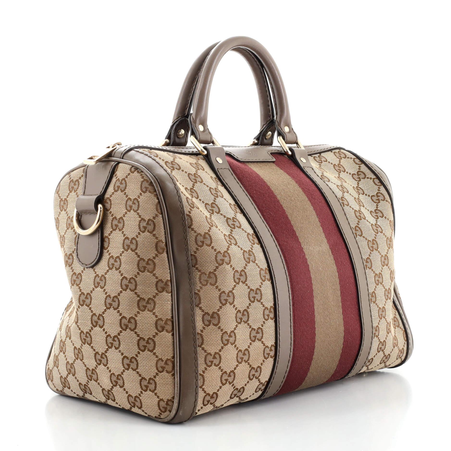 Gucci Vintage Web Boston Tasche GG Segeltuch Medium (Braun)