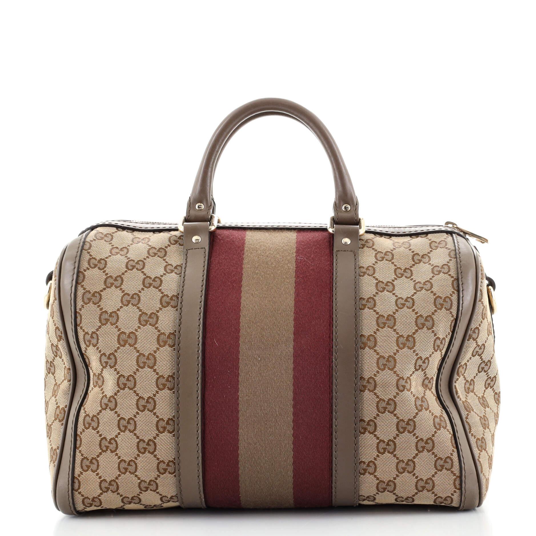 Gucci Vintage Web Boston Tasche GG Segeltuch Medium im Zustand „Gut“ in NY, NY