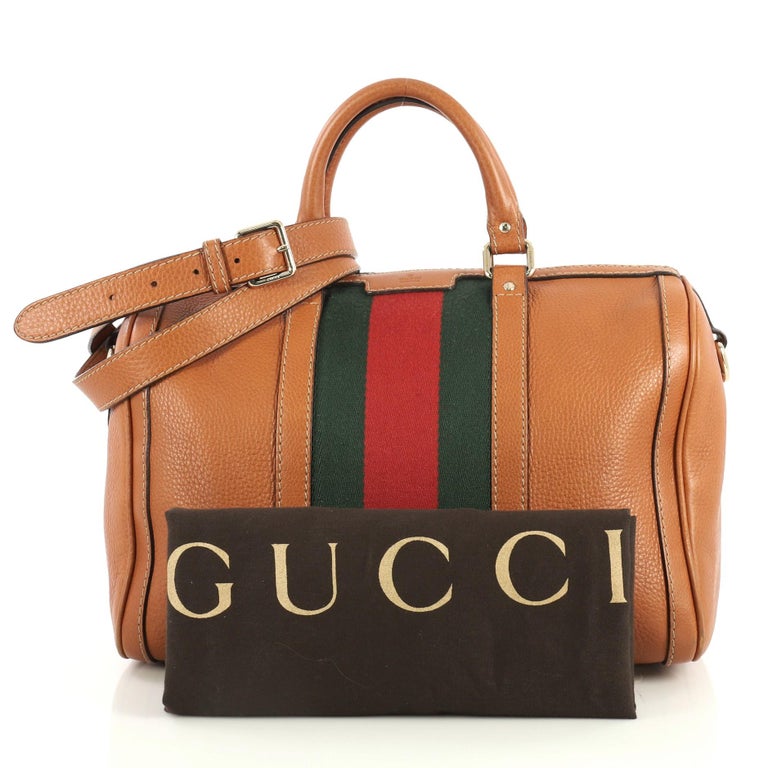 Gucci Vintage Web Boston Bag in Brown