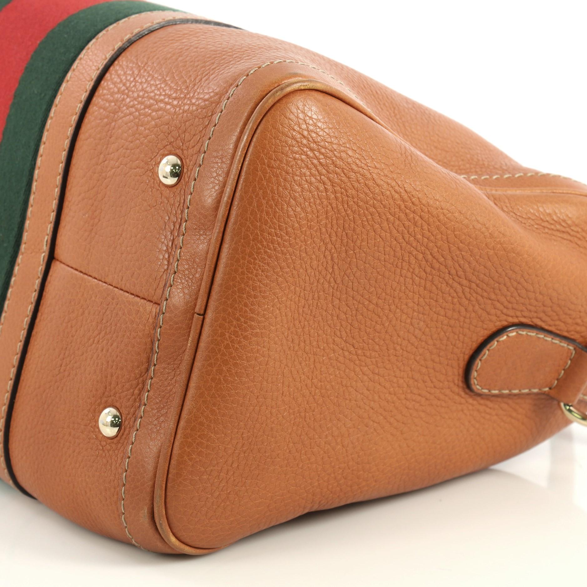 Brown Gucci Vintage Web Boston Bag Leather Medium