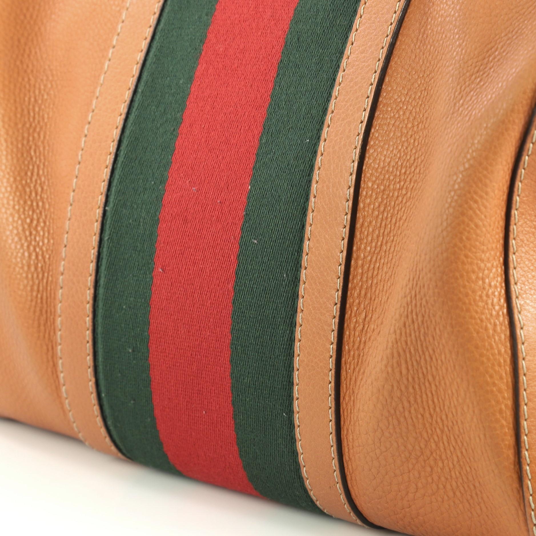Gucci Vintage Web Boston Bag Leather Medium In Good Condition In NY, NY