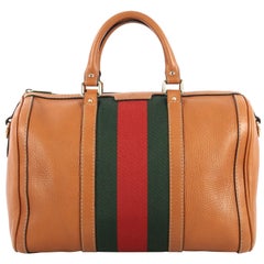 Gucci Vintage Web Boston Bag Leather Medium at 1stDibs