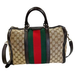 Gucci Used Web Original GG Canvas Beige/ebony Boston Bag