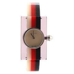 Gucci Vintage Web Rectangular Frame Quartz Watch Plexiglass with Stainless Steel