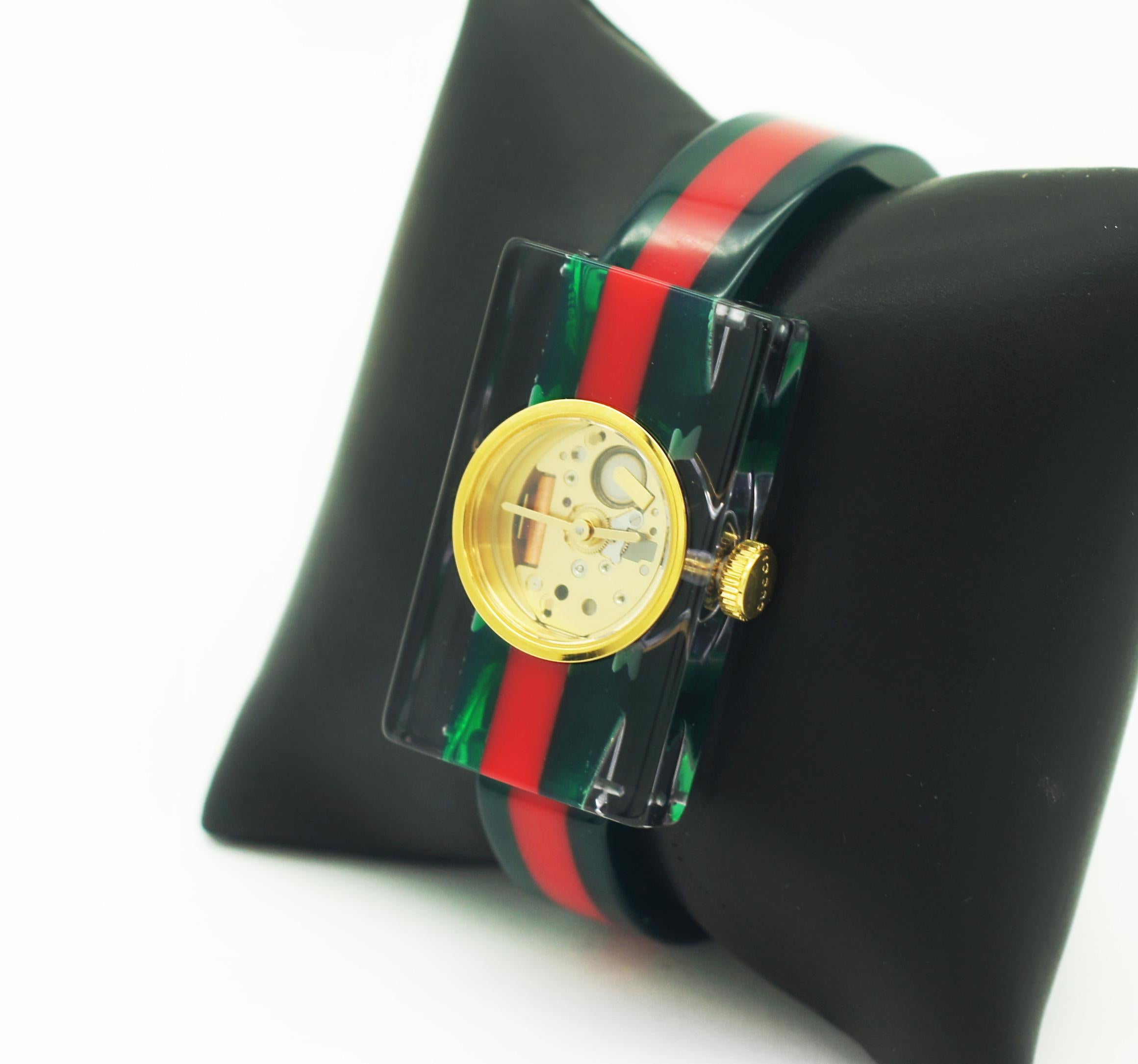 GUCCI Vintage Web Skeleton Resin Watch 143.5 For Sale 2