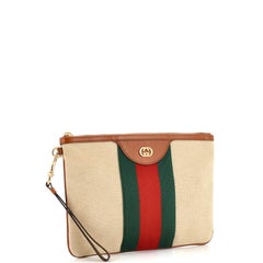 Gucci Vintage Web Wristlet Pouch Canvas Medium