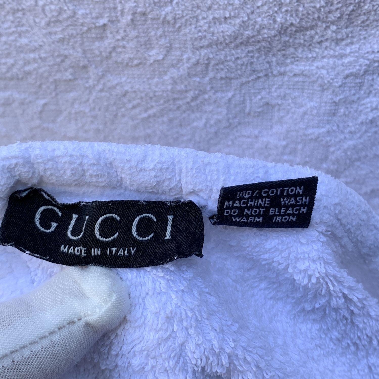 Gucci - Serviette de plage de plage vintage en coton blanc avec monogramme 3