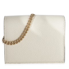 Gucci Vintage White Grainy Calfskin Zumi Chain Card Case Wallet
