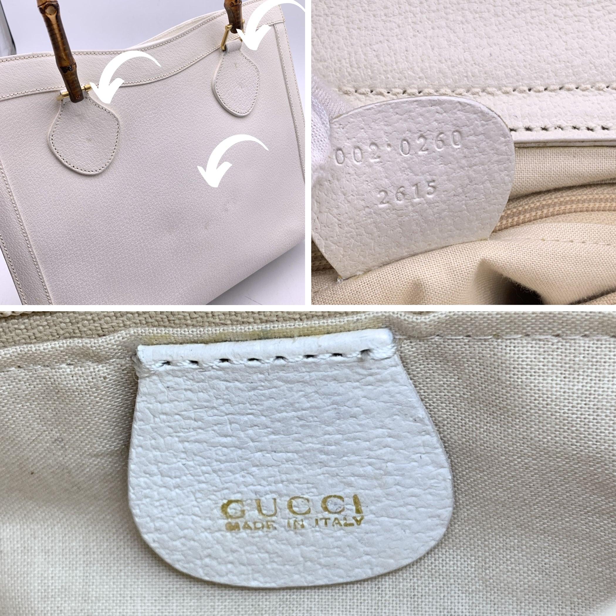 Gucci Vintage White Leather Bamboo Princess Diana Tote Bag 1