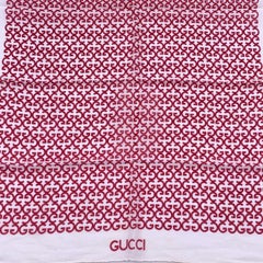 Gucci Vintage White Magenta GG Cotton Neck Scarf Pocket Square