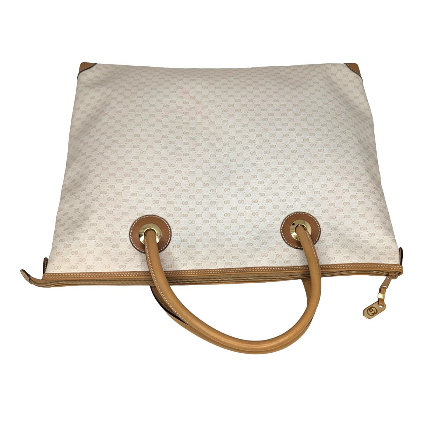 Gucci Vintage White Micro GG Tote 1