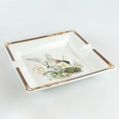 Gucci Vintage White Porcelain Large square ashtray Ducks Theme