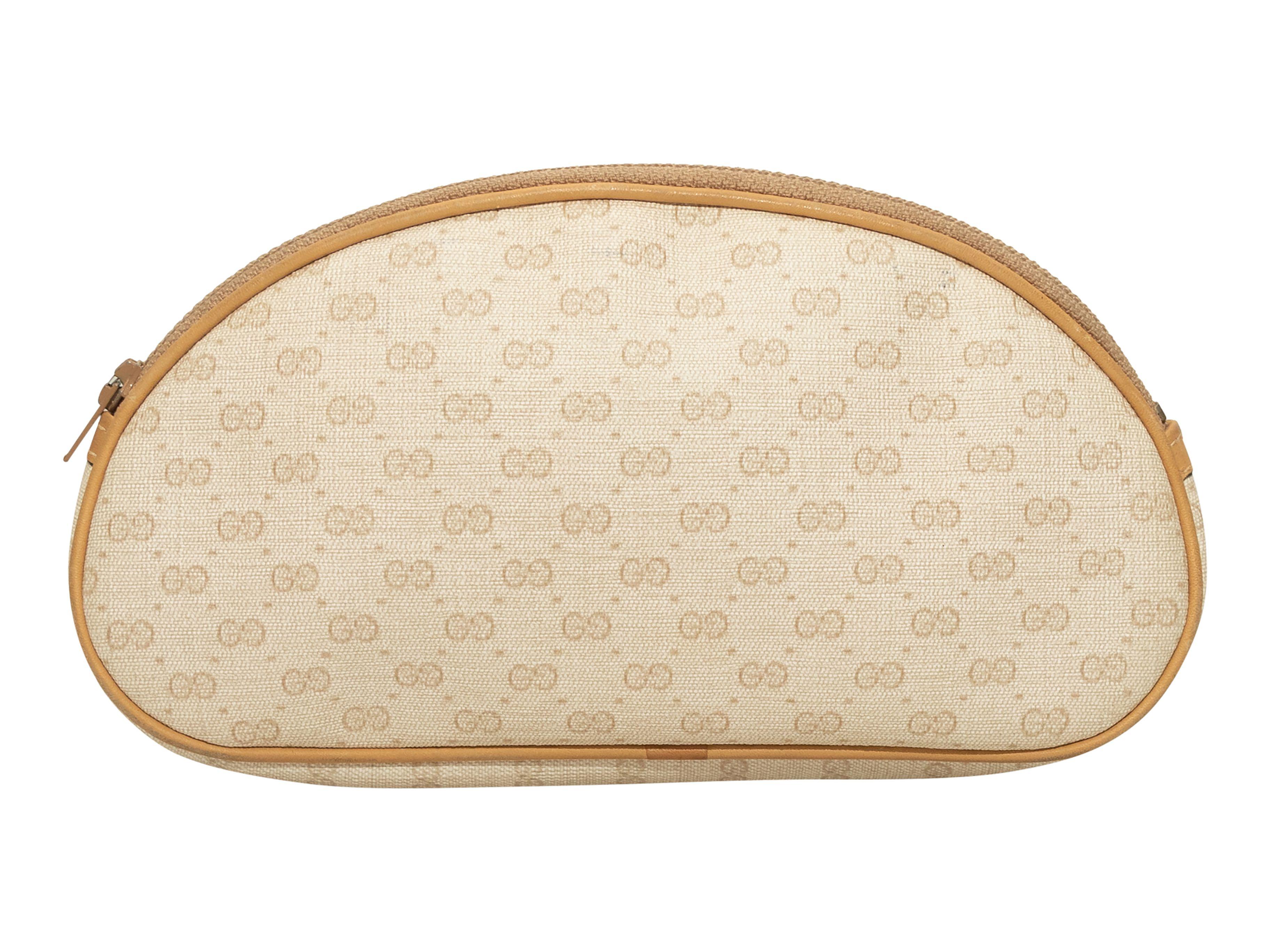 Gucci Vintage White & Tan GG Coated Canvas Pouch In Good Condition In New York, NY