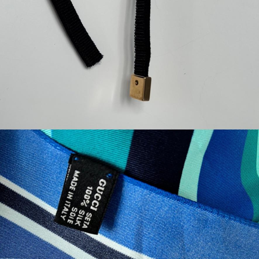 GUCCI Vintage Y2K 100% Silk Blue Backless Halter Scarf Top 3