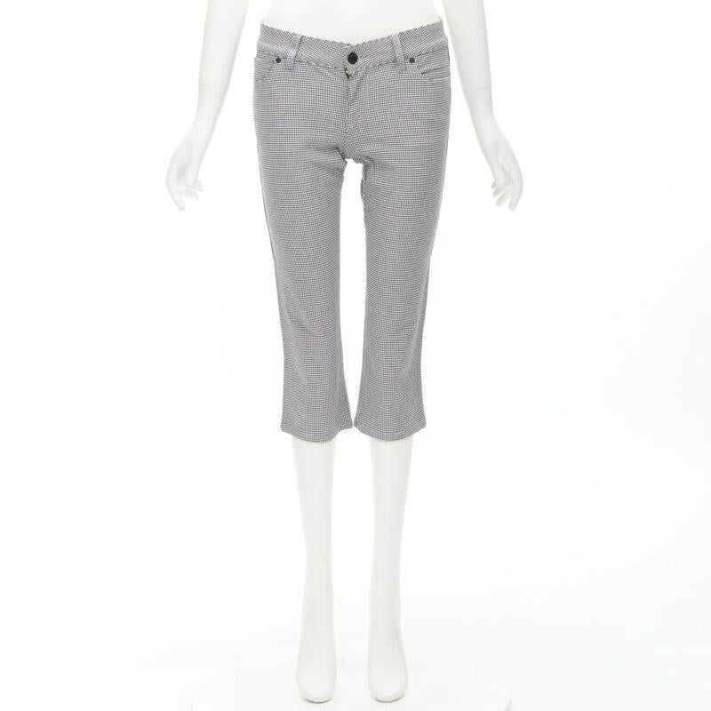 GUCCI Vintage Y2K nero pied de poule 5 tasche al ginocchio pantaloni cropped IT38 XS in vendita 5