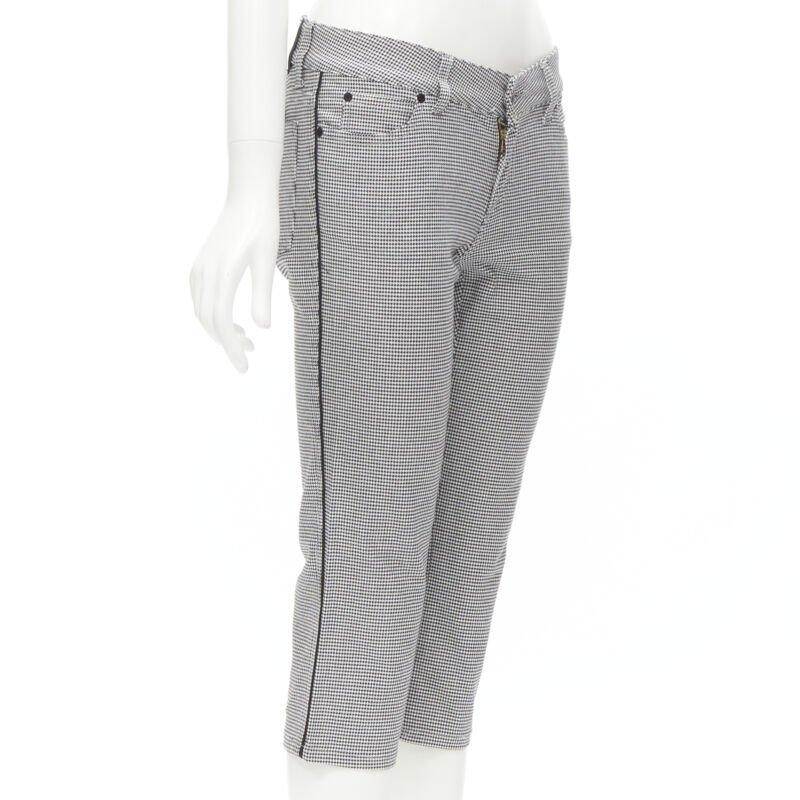 Nero GUCCI Vintage Y2K nero pied de poule 5 tasche al ginocchio pantaloni cropped IT38 XS in vendita