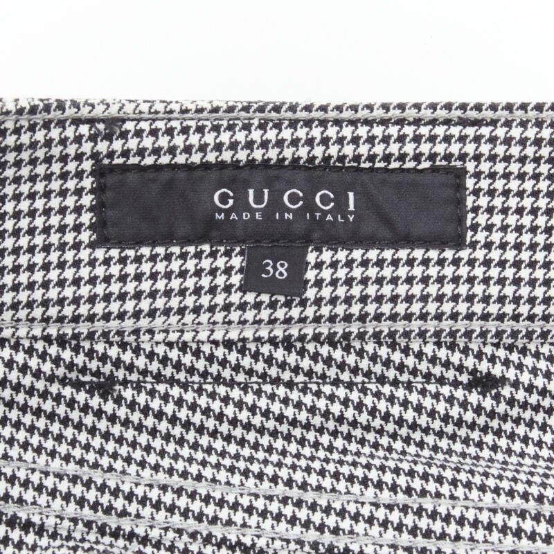 GUCCI Vintage Y2K nero pied de poule 5 tasche al ginocchio pantaloni cropped IT38 XS in vendita 4