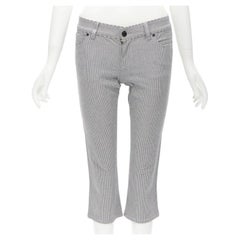 GUCCI Vintage Y2K nero pied de poule 5 tasche al ginocchio pantaloni cropped IT38 XS