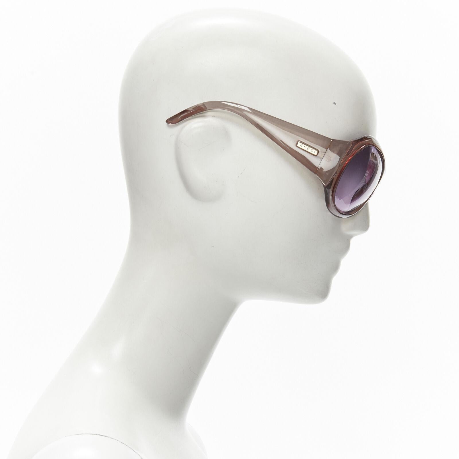 GUCCI Vintage Y2K GG2474/S T1U gold GG purple lens brown butterfly sunglasses In Excellent Condition In Hong Kong, NT