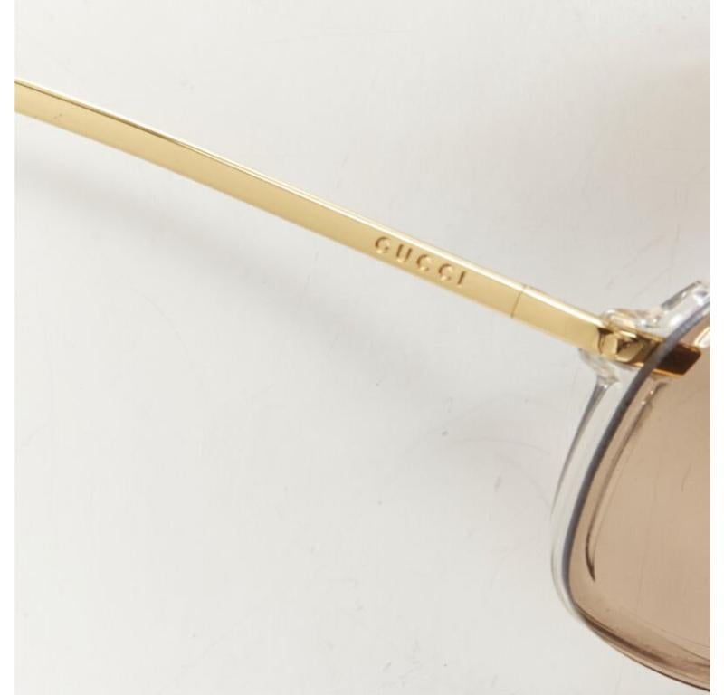 GUCCI Vintage Y2K GG2517/S AU3 gold GG logo brown lens studded sheild sunglasses 1
