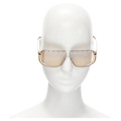 GUCCI Vintage Y2K GG2517/S AU3 gold GG logo brown lens studded sheild sunglasses
