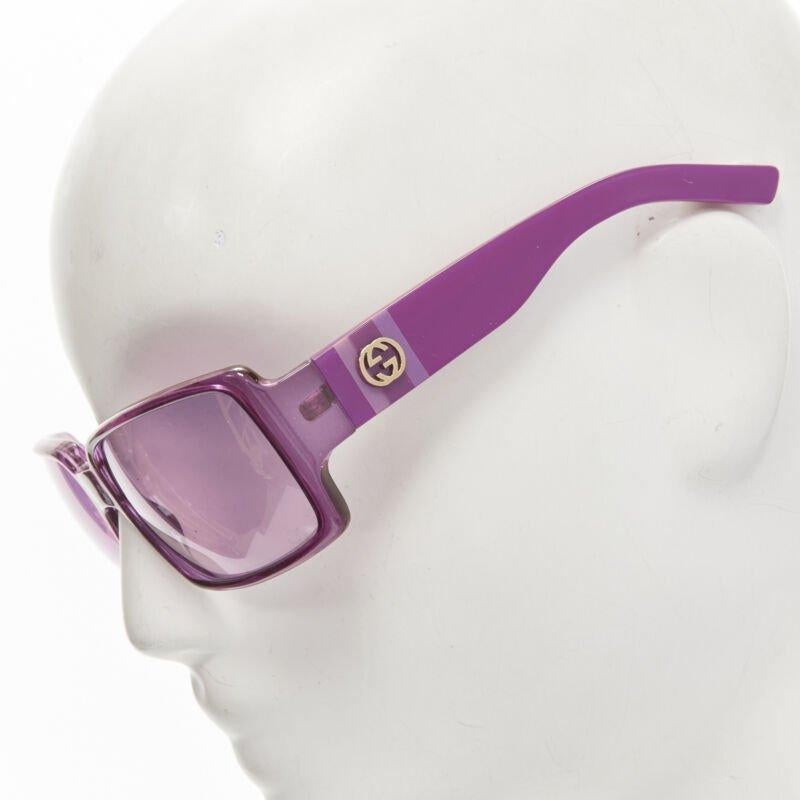 Gray GUCCI Vintage Y2K GG2563/S PR3 pink square shield GG logo webbing sunglasses For Sale