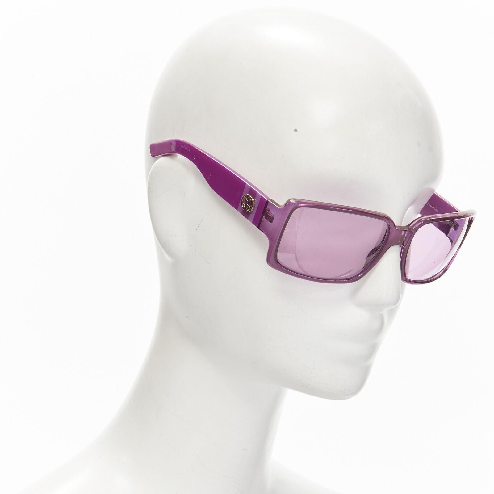 Gray GUCCI Vintage Y2K GG2563/S PR3 pink square shield GG logo webbing sunglasses For Sale