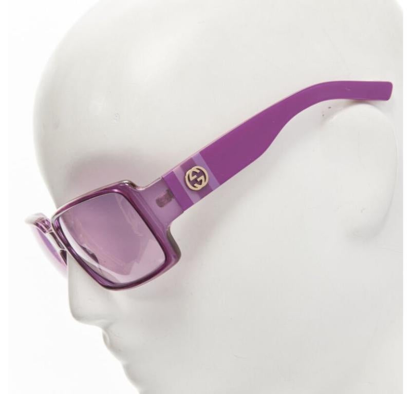 GUCCI Vintage Y2K GG2563/S PR3 pink square shield GG logo webbing sunglasses In Fair Condition In Hong Kong, NT