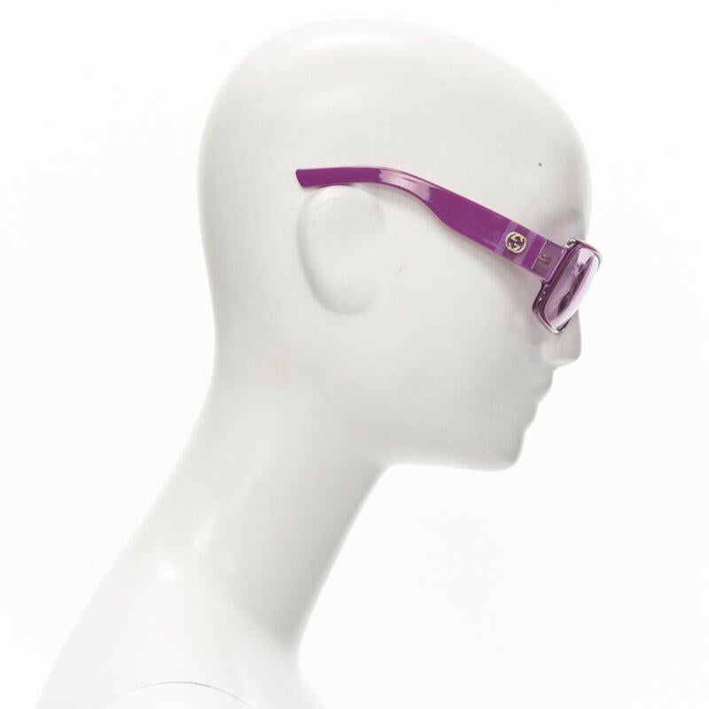 GUCCI Vintage Y2K GG2563/S PR3 pink square shield GG logo webbing sunglasses In Fair Condition For Sale In Hong Kong, NT