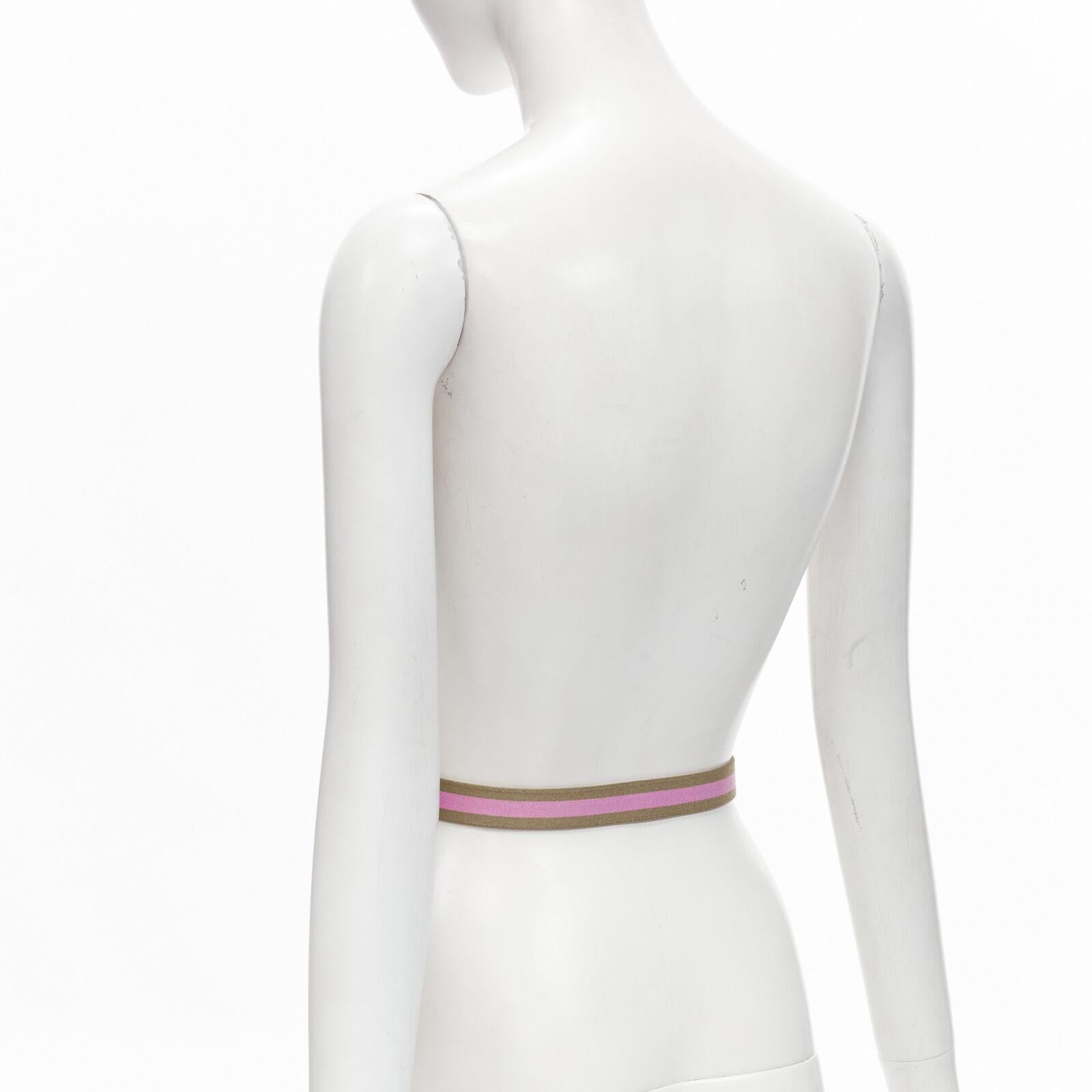 GUCCI Vintage Y2K rosa khaki Web GG Logo quadratische Schnalle verstellbarer Nylongürtel im Angebot 1