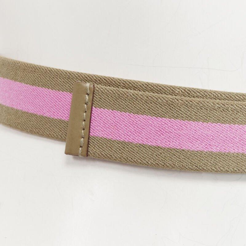 GUCCI Vintage Y2K pink khaki Web GG logo square buckle adjustable nylon belt 2
