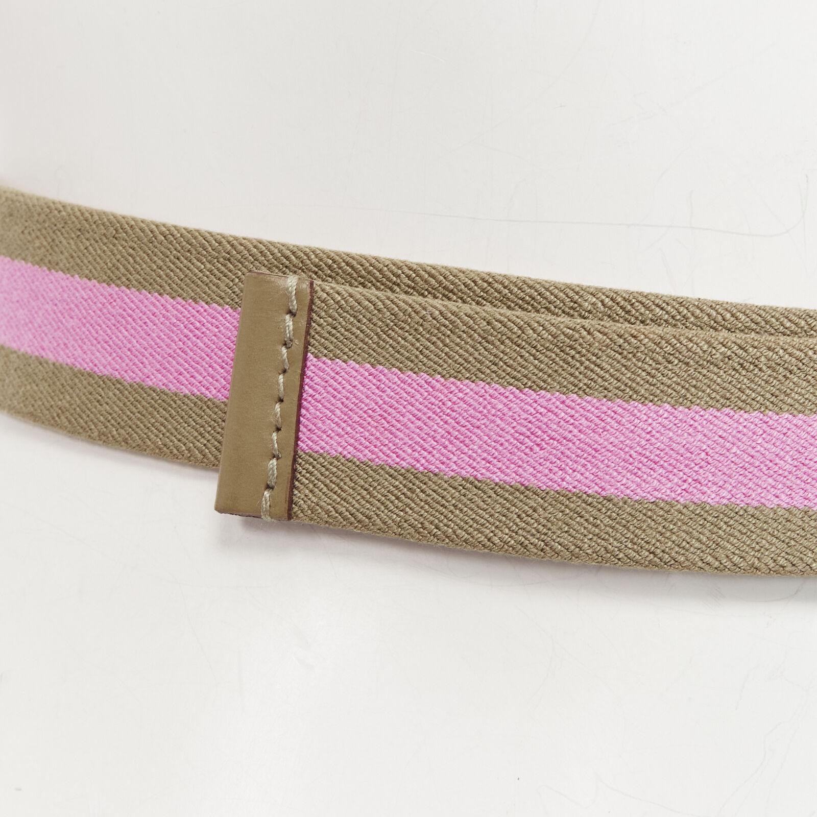 GUCCI Vintage Y2K pink khaki Web GG logo square buckle adjustable nylon belt For Sale 1