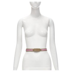 GUCCI Vintage Y2K pink khaki Web GG logo square buckle adjustable nylon belt