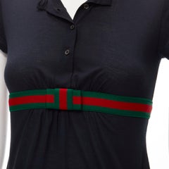 GUCCI Vintage Y2K Signature web bow black half button tshirt XS