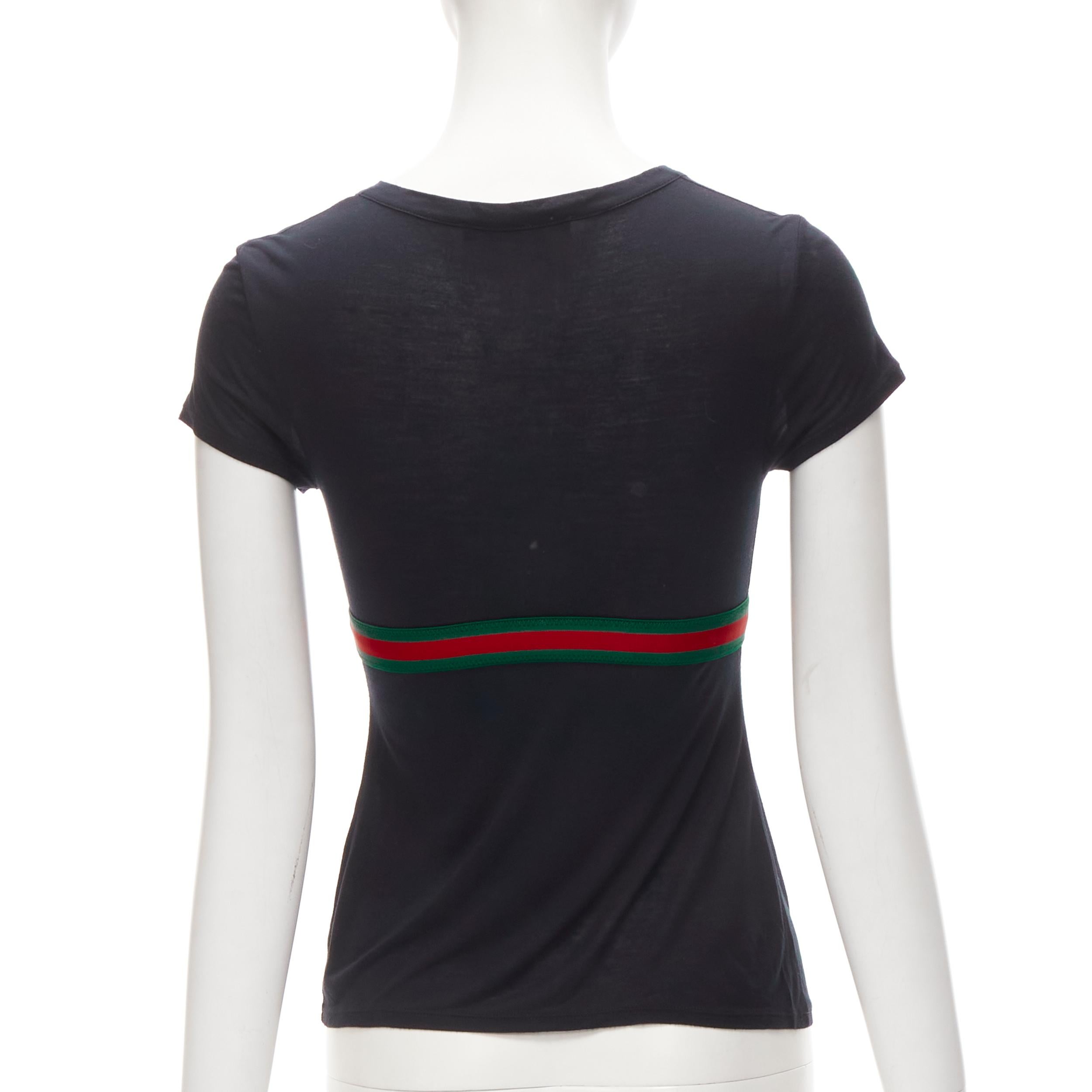 Black GUCCI Vintage Y2K Signature web bow black half button tshirt XS