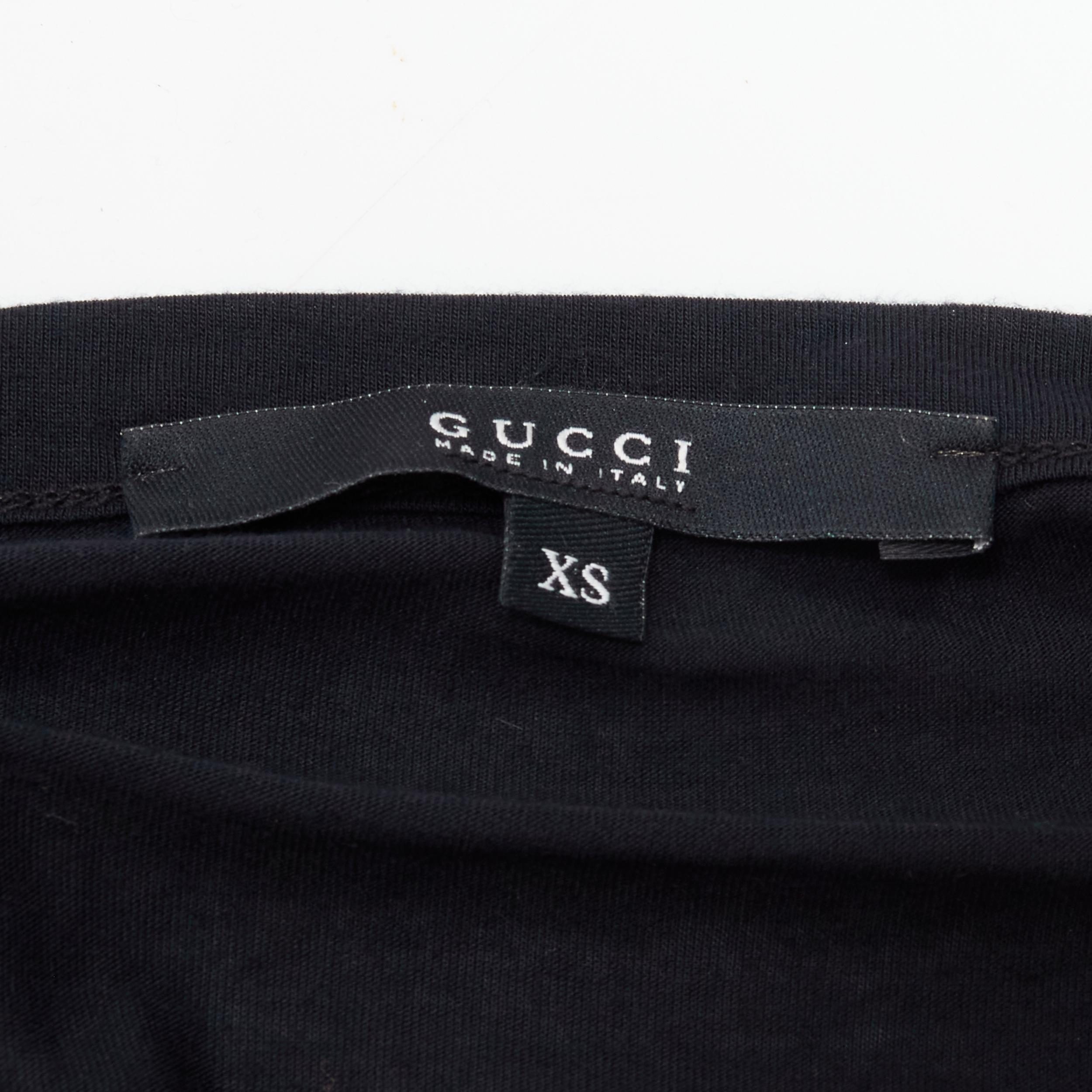 GUCCI Vintage Y2K Signature web bow black half button tshirt XS 1