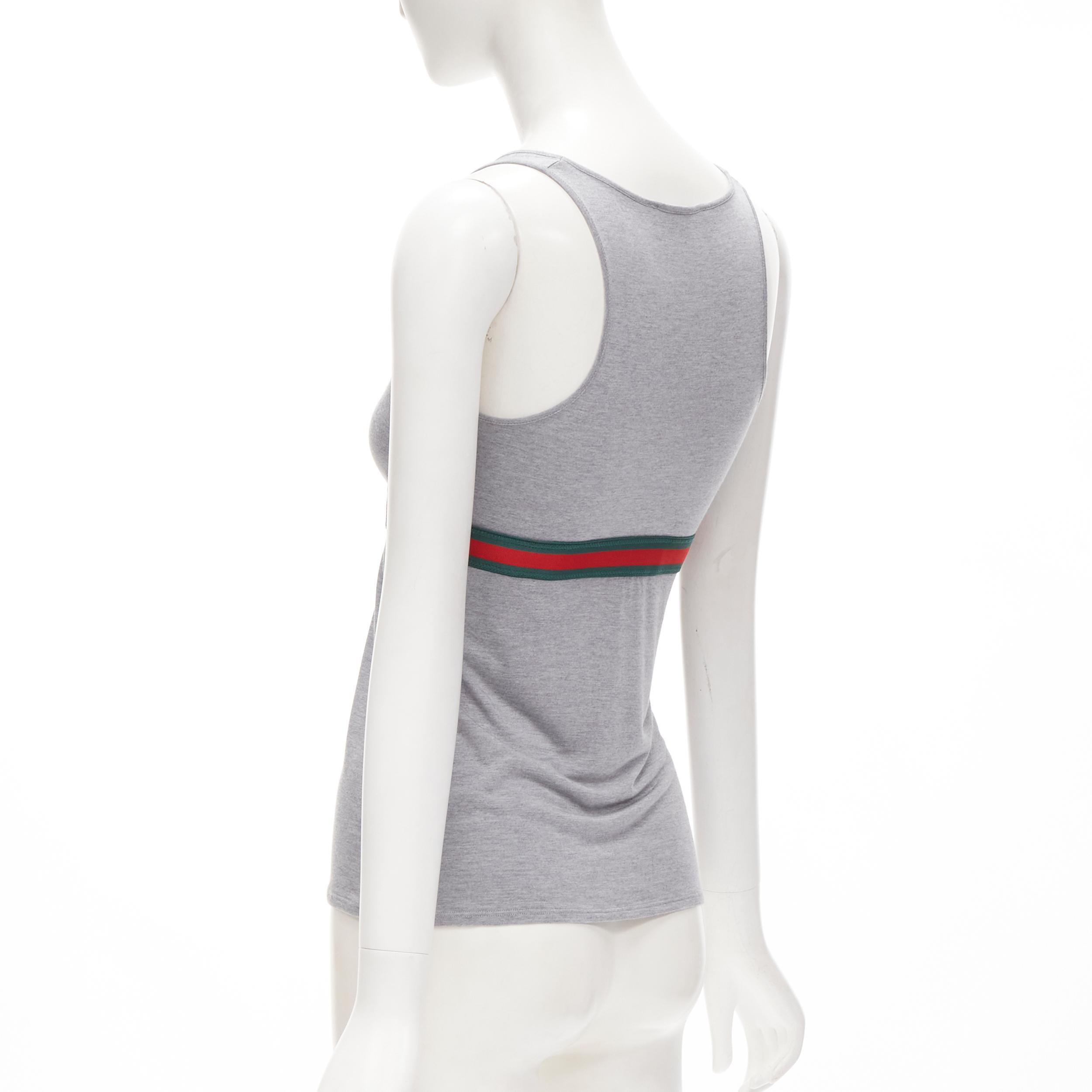 Women's GUCCI Vintage Y2K Signature web ribbon bow trim grey tank top XS