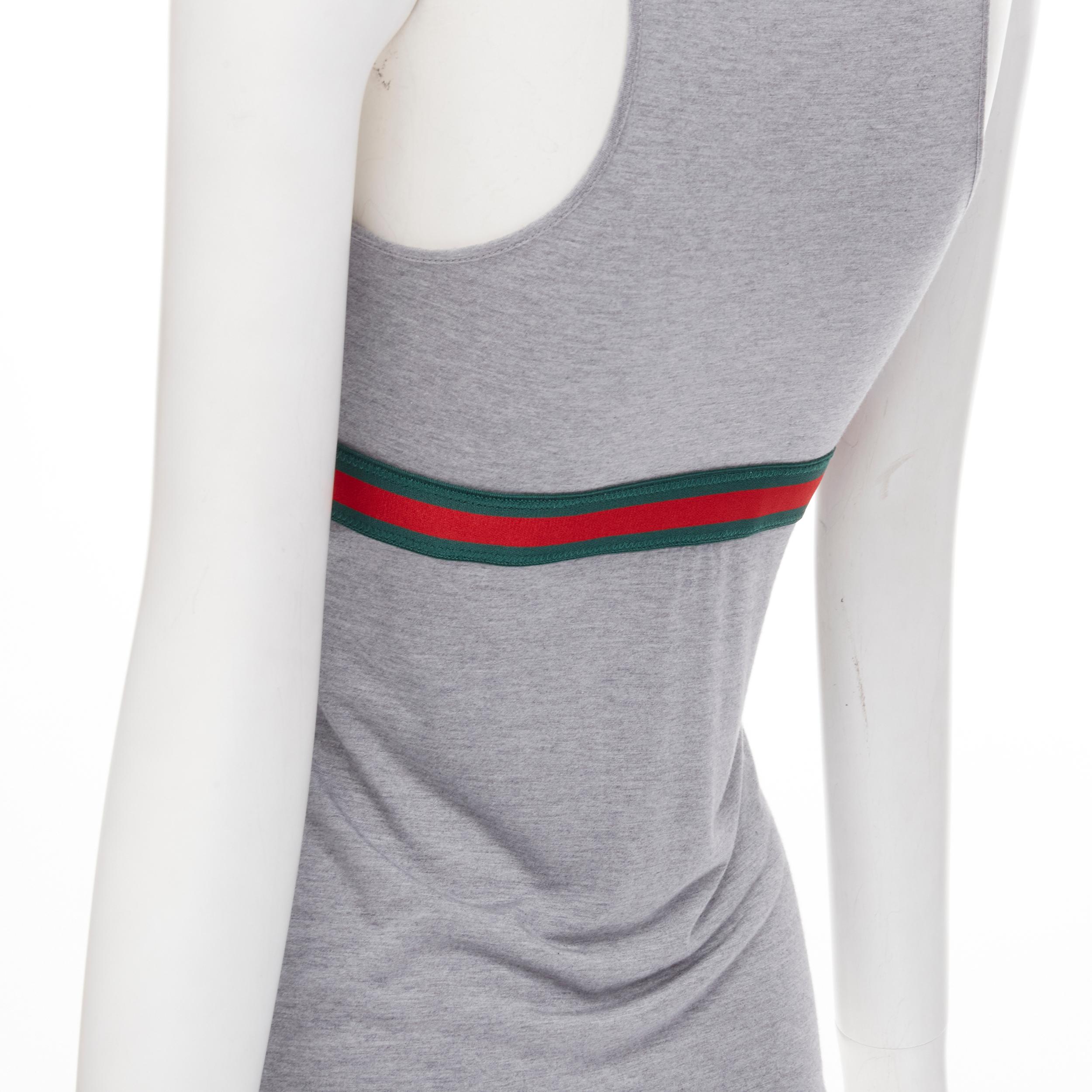 GUCCI Vintage Y2K Signature web ribbon bow trim grey tank top XS 1