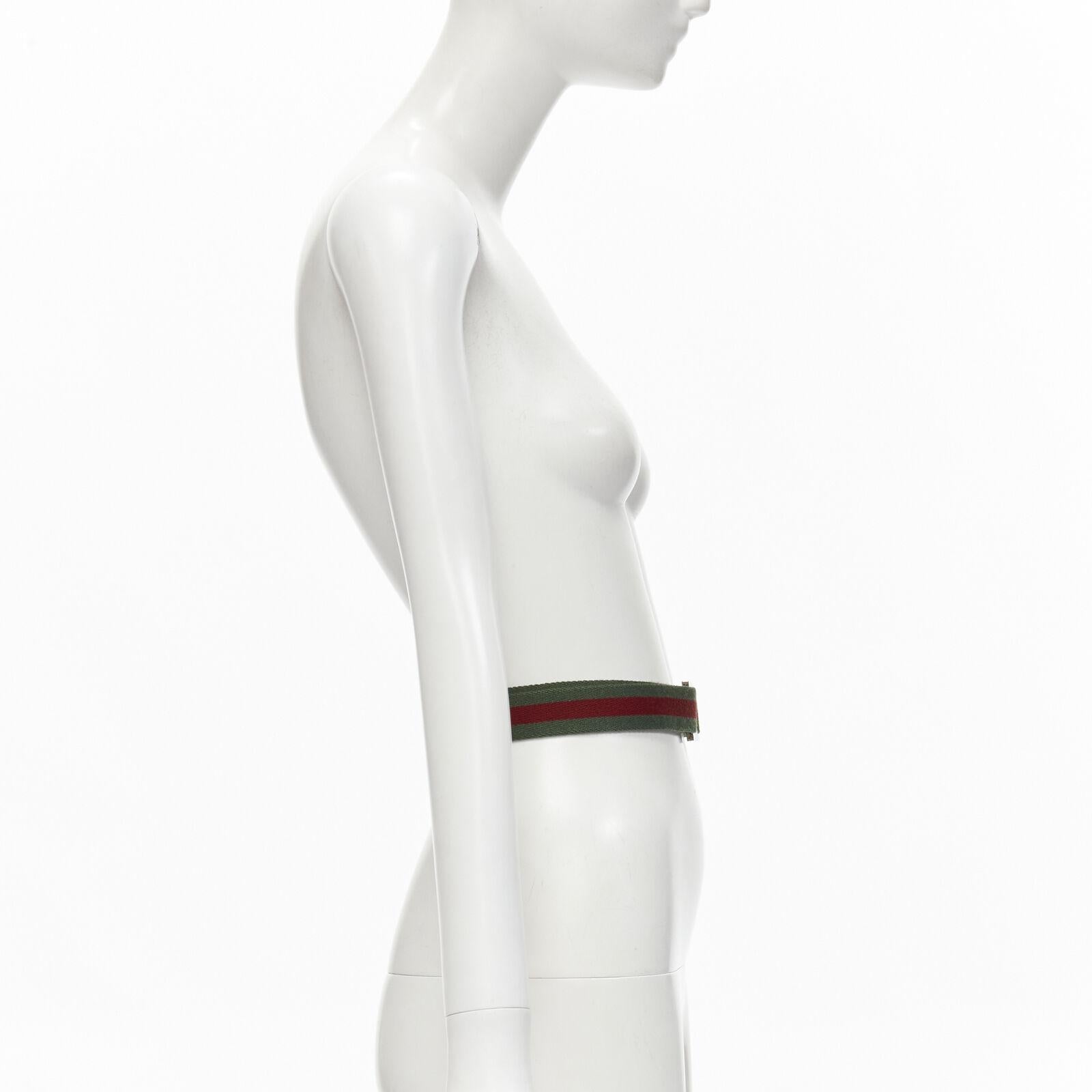 Women's GUCCI Vintage Y2K silver ruthenium GG square buckle red green web belt