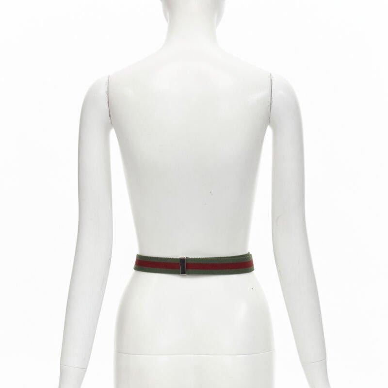 Donna GUCCI Vintage Y2K argento rutenio GG fibbia quadrata rosso verde cintura web in vendita