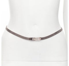 GUCCI Vintage Y2K silver tone interlocking GG logo buckle chainmail skinny belt